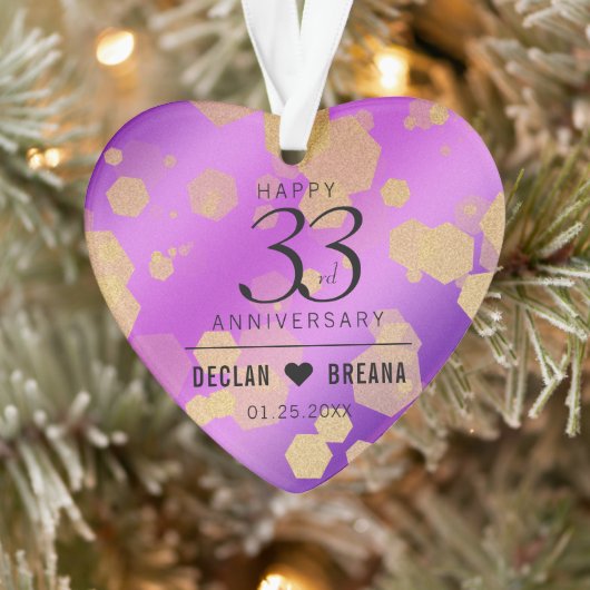 Elegant 33rd Amethyst Wedding Jubileum Ornament (Boom)
