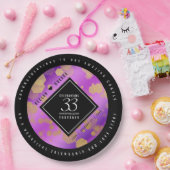 Elegant 33rd Amethyst Wedding Jubileum Papieren Bordje (Feest)