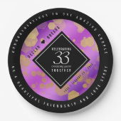Elegant 33rd Amethyst Wedding Jubileum Papieren Bordje (Voorkant)