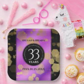 Elegant 33rd Amethyst Wedding Jubileum Papieren Bordje (Feest)