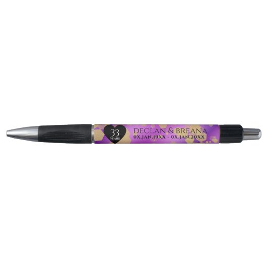 Elegant 33rd Amethyst Wedding Jubileum Pen (Voorkant)