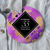 Elegant 33rd Amethyst Wedding Jubileum Ronde Button 6,0 Cm (In situ)