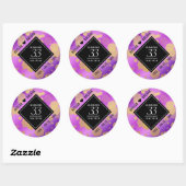 Elegant 33rd Amethyst Wedding Jubileum Ronde Sticker (Vel)