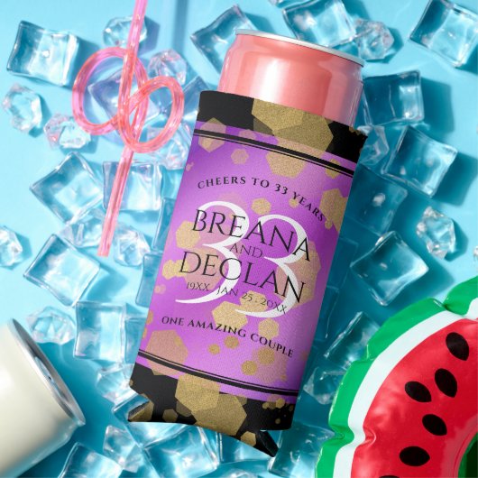 Elegant 33rd Amethyst Wedding Jubileum Seltzer Blikjeskoeler (Insitu Zomer)