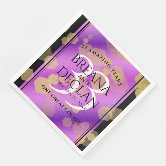 Elegant 33rd Amethyst Wedding Jubileum Servet (Hoek)