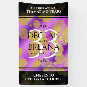 Elegant 33rd Amethyst Wedding Jubileum Spandoek