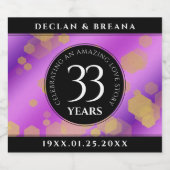 Elegant 33rd Amethyst Wedding Jubileum Sparkling Wijnetiket (Enkel label)