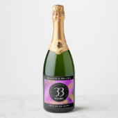 Elegant 33rd Amethyst Wedding Jubileum Sparkling Wijnetiket (Voorkant)
