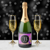 Elegant 33rd Amethyst Wedding Jubileum Sparkling Wijnetiket