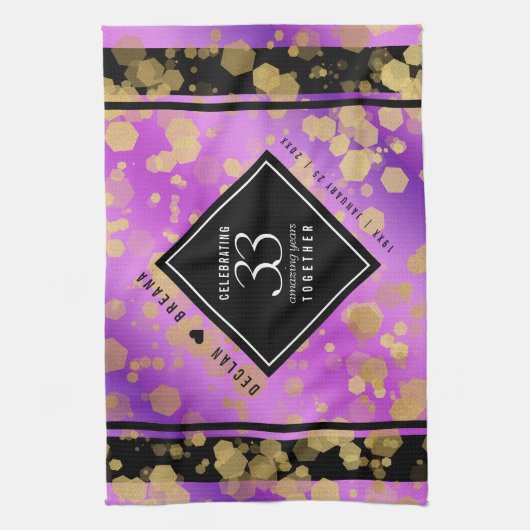 Elegant 33rd Amethyst Wedding Jubileum Theedoek (Verticaal)