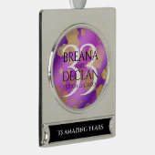 Elegant 33rd Amethyst Wedding Jubileum Verzilverd Banner Ornament (Rechts)