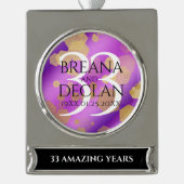 Elegant 33rd Amethyst Wedding Jubileum Verzilverd Banner Ornament (Voorkant)