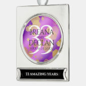 Elegant 33rd Amethyst Wedding Jubileum Verzilverd Banner Ornament (Links)