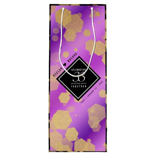 Elegant 33rd Amethyst Wedding Jubileum Wijn Cadeautas (Achterkant)