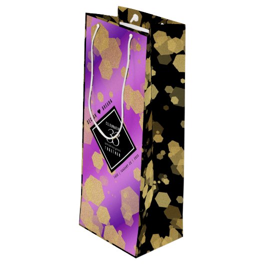 Elegant 33rd Amethyst Wedding Jubileum Wijn Cadeautas (Achterkant Gekanteld)