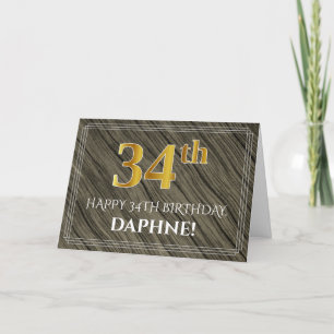 Elegant 34e verjaardag: Faux Wood, Faux Gold Kijk Kaart