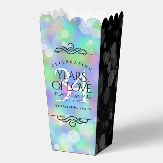 Elegant 34th Opal Wedding Jubileum Celebration Bedankdoosjes (Achterkant)