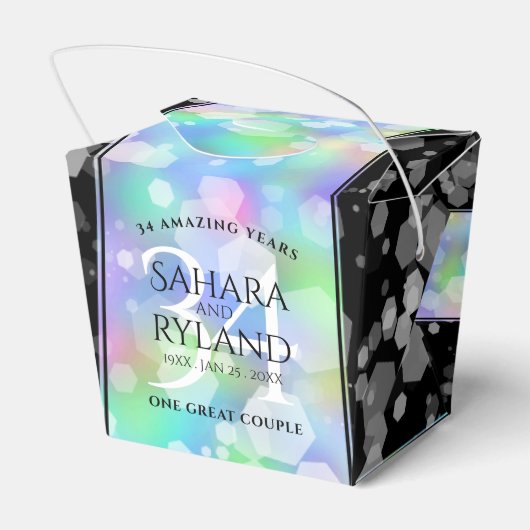 Elegant 34th Opal Wedding Jubileum Celebration Bedankdoosjes (Achterkant)