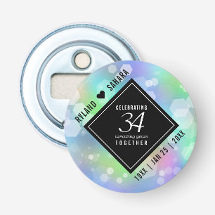 Elegant 34th Opal Wedding Jubileum Celebration Button Flesopener