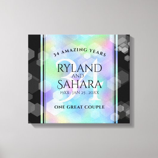 Elegant 34th Opal Wedding Jubileum Celebration Canvas Afdruk (Voorkant)