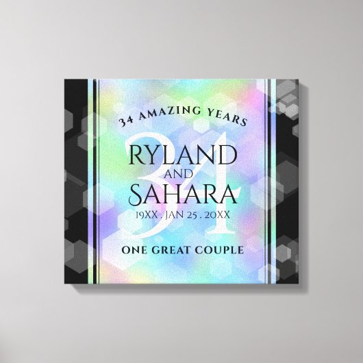 Elegant 34th Opal Wedding Jubileum Celebration Canvas Afdruk (Voorkant)