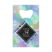 Elegant 34th Opal Wedding Jubileum Celebration Creditkaart Flessenopener (Achterkant)