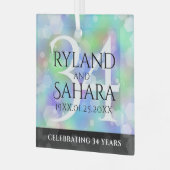 Elegant 34th Opal Wedding Jubileum Celebration Glas Ornament (Voorkant links)