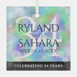 Elegant 34th Opal Wedding Jubileum Celebration Glas Ornament