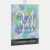 Elegant 34th Opal Wedding Jubileum Celebration Glas Ornament (Voorkant Rechts)