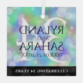 Elegant 34th Opal Wedding Jubileum Celebration Glas Ornament (Achterkant)