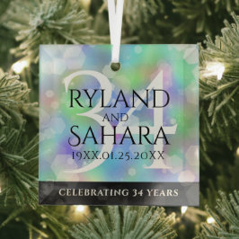 Elegant 34th Opal Wedding Jubileum Celebration Glas Ornament