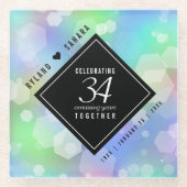 Elegant 34th Opal Wedding Jubileum Celebration Glazen Onderzetter (Voorkant)
