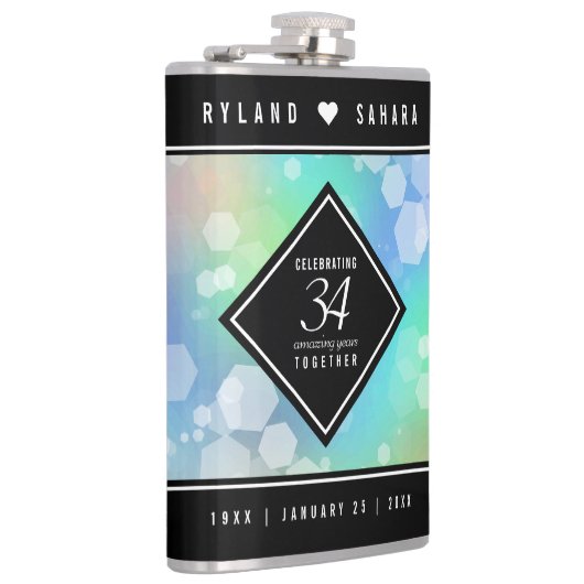 Elegant 34th Opal Wedding Jubileum Celebration Heupfles (Rechts)