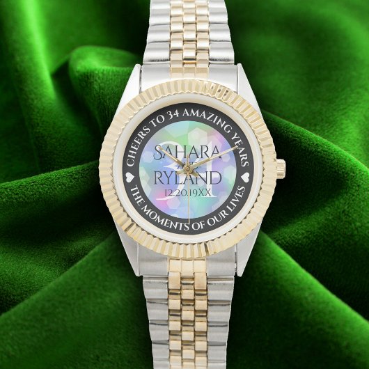 Elegant 34th Opal Wedding Jubileum Celebration Horloge