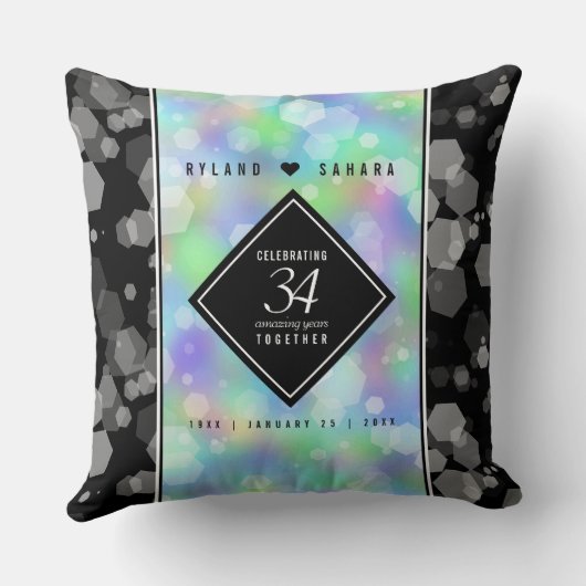 Elegant 34th Opal Wedding Jubileum Celebration Kussen (Achterkant)