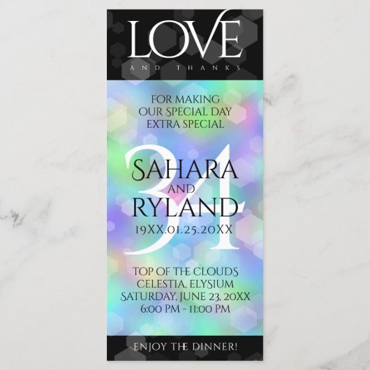 Elegant 34th Opal Wedding Jubileum Celebration Menu (Achterkant)