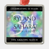 Elegant 34th Opal Wedding Jubileum Celebration Metalen Ornament (Voorkant)