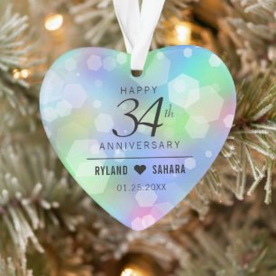 Elegant 34th Opal Wedding Jubileum Celebration Ornament