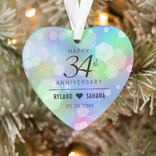 Elegant 34th Opal Wedding Jubileum Celebration Ornament (Boom)