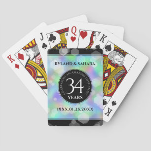 Elegant 34th Opal Wedding Jubileum Celebration Pokerkaarten
