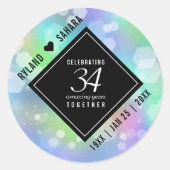 Elegant 34th Opal Wedding Jubileum Celebration Ronde Sticker (Voorkant)