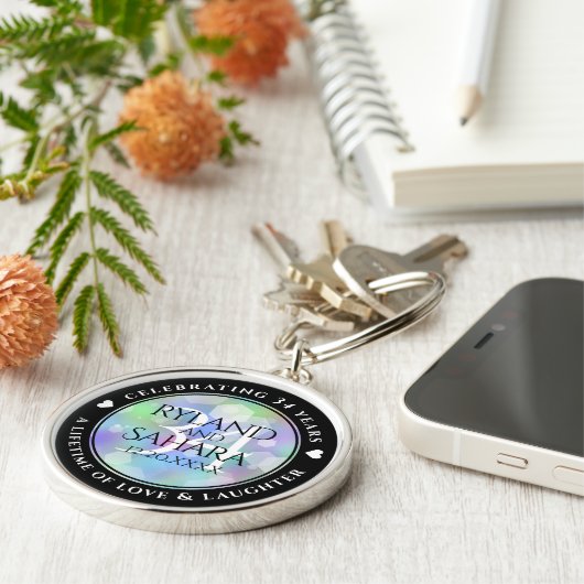 Elegant 34th Opal Wedding Jubileum Celebration Sleutelhanger (Zijkant)