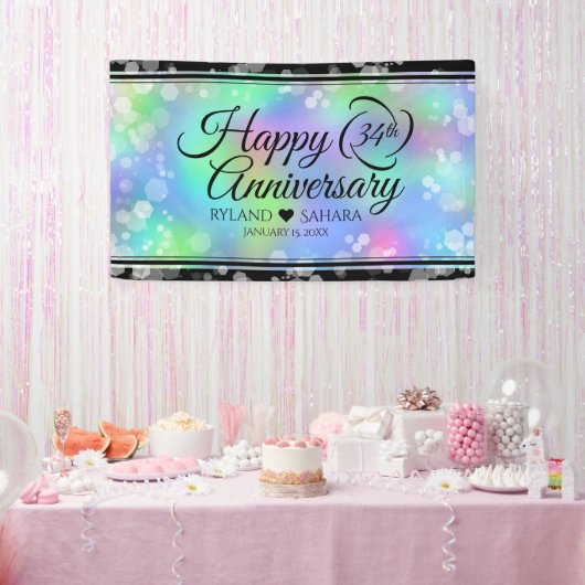 Elegant 34th Opal Wedding Jubileum Celebration Spandoek (Feest)