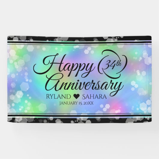Elegant 34th Opal Wedding Jubileum Celebration Spandoek (Horizontaal)