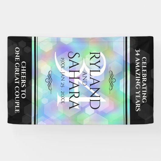 Elegant 34th Opal Wedding Jubileum Celebration Spandoek (Horizontaal)