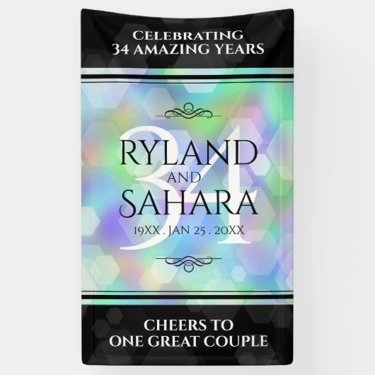 Elegant 34th Opal Wedding Jubileum Celebration Spandoek (Verticaal)