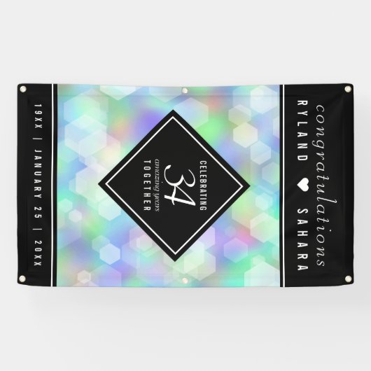 Elegant 34th Opal Wedding Jubileum Celebration Spandoek (Horizontaal)