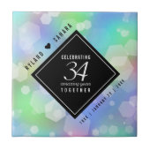 Elegant 34th Opal Wedding Jubileum Celebration Tegeltje (Voorkant)