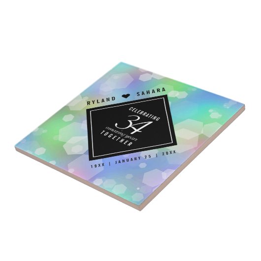 Elegant 34th Opal Wedding Jubileum Celebration Tegeltje (Zijkant)