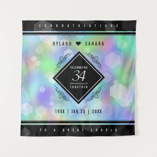 Elegant 34th Opal Wedding Jubileum Celebration Wandkleed (Voorkant)